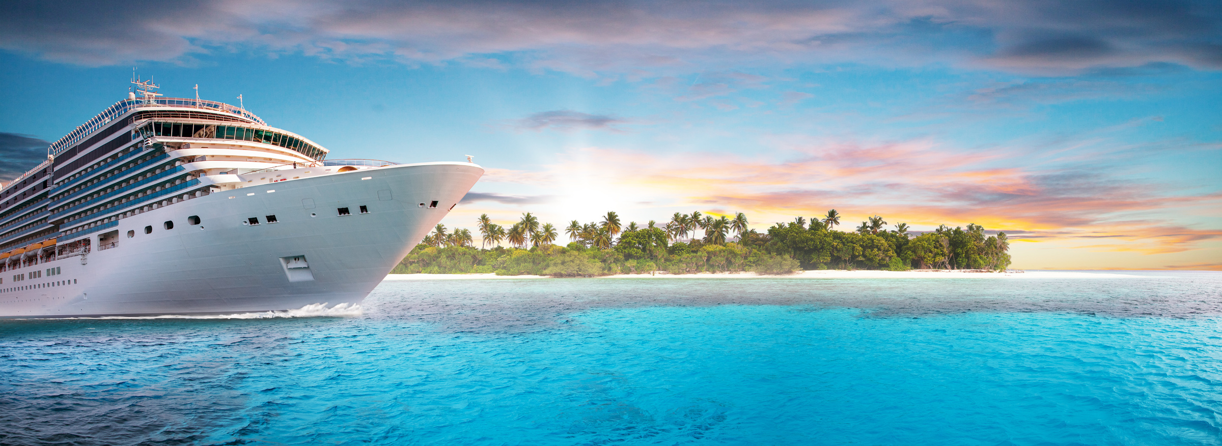 Luxury Cruise Boat with Tropical Island